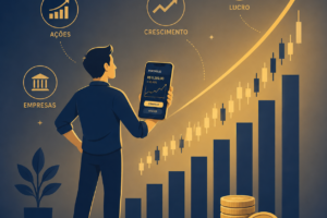 Ilustração representando uma pessoa iniciando os investimentos na bolsa de valores