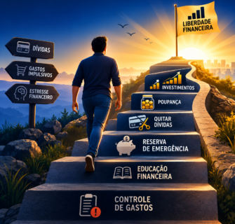 Ilustração representando o caminho até a independência financeira